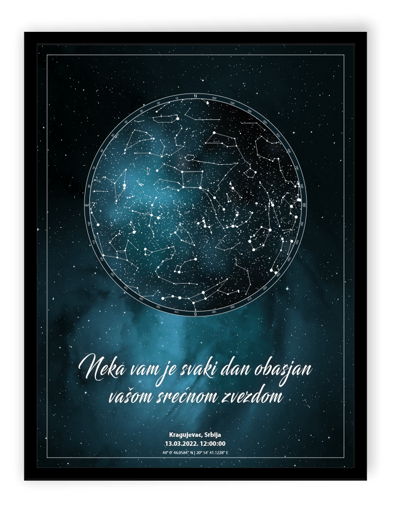 Galaxy Mapa Zvezdanog Neba Tirkizna