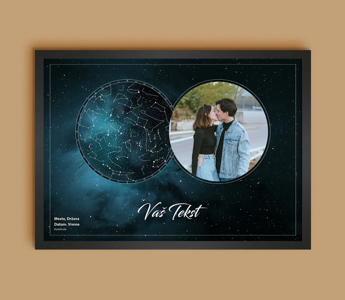 Galaxy Mapa Zvezda sa Slikom Tirkizna