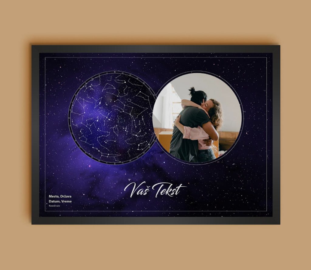 Galaxy Slika - Mapa Zvezda sa Vašom Fotografijom personalizovana mapa zvezda poklon prikaz 5