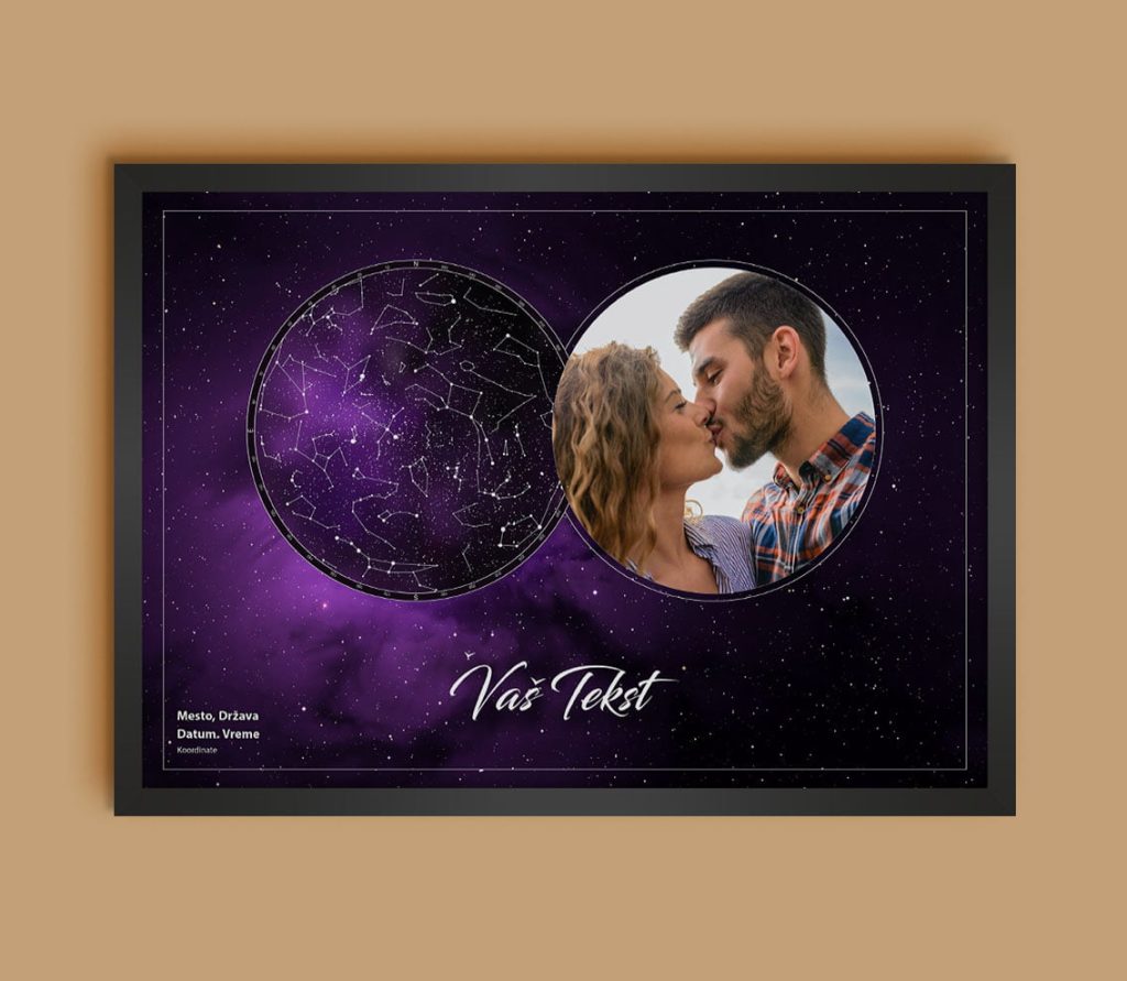 Galaxy Slika - Mapa Zvezda sa Vašom Fotografijom personalizovana mapa zvezda poklon prikaz 2