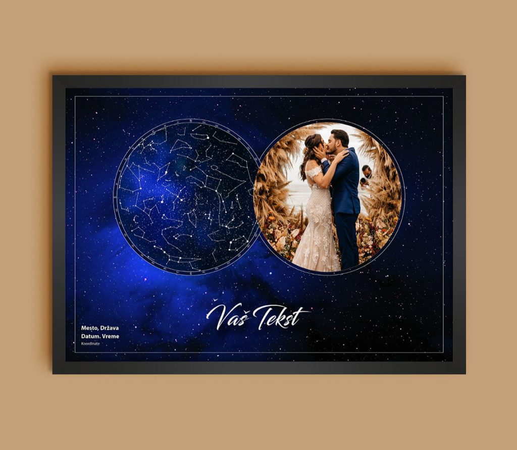 Galaxy Slika - Mapa Zvezda sa Vašom Fotografijom personalizovana mapa zvezda poklon prikaz 3