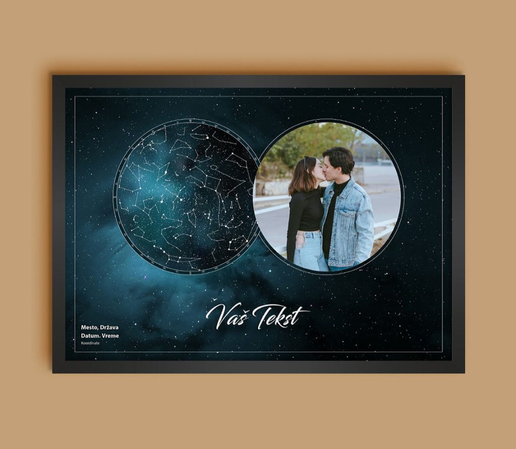 Galaxy Slika - Mapa Zvezda sa Vašom Fotografijom personalizovana mapa zvezda poklon prikaz 4