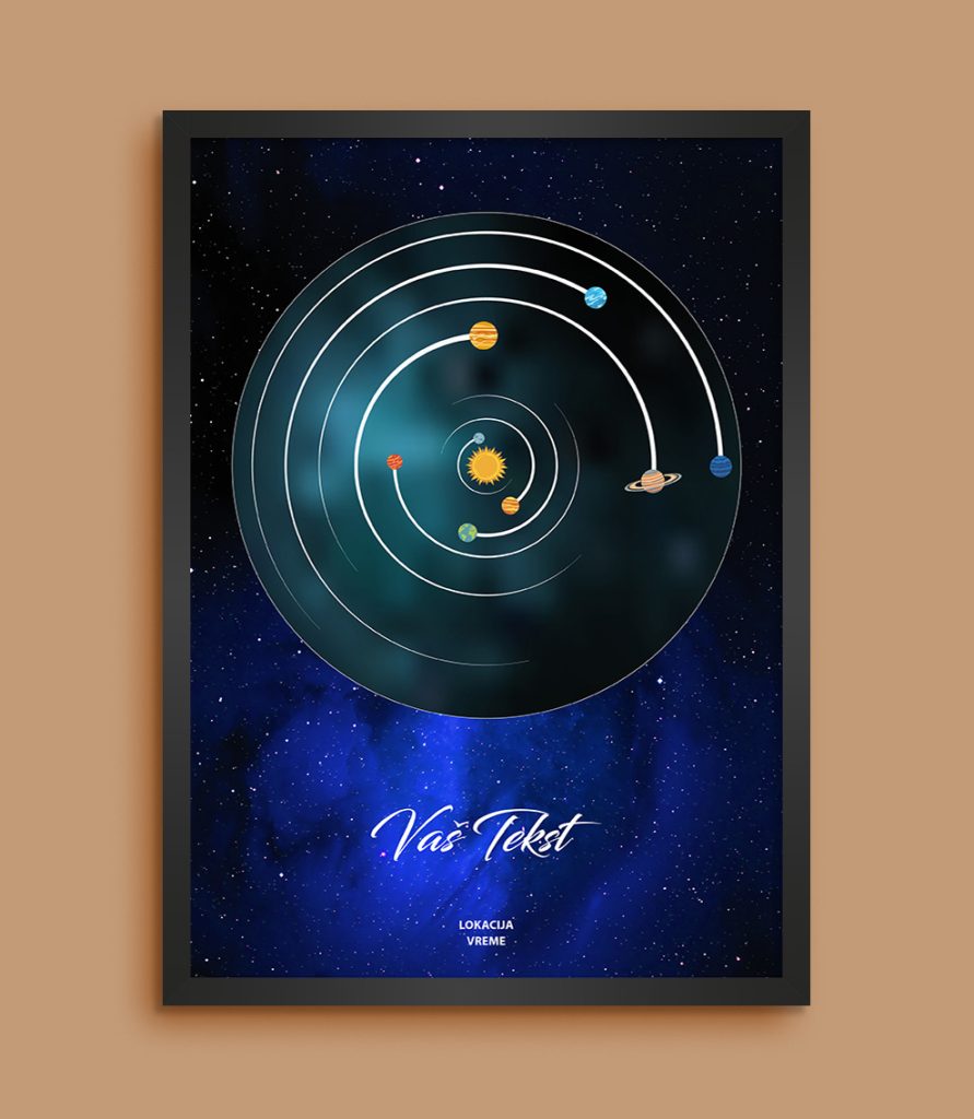 Galaxy Solarni Sistem za Datum - Personalizovani Poster solarni sistem za datum poklon za godišnjicu prikaz 21