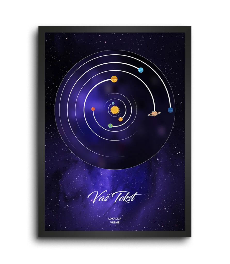 Galaxy Solarni Sistem za Datum - Personalizovani Poster solarni sistem za datum poklon za godišnjicu